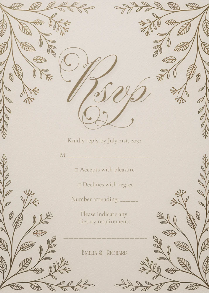 Editable Vintage Wedding Invitations | Edit in Canva | Instant Download Template | Beige Gold product image (4)