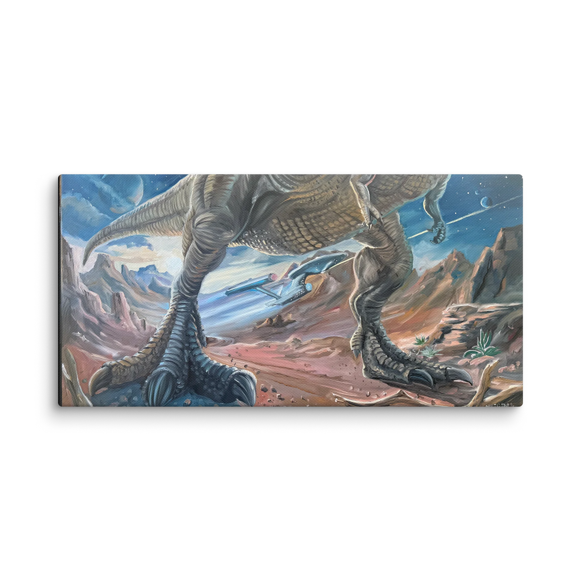 Enterprise through t rex legs canvas product image (1)
