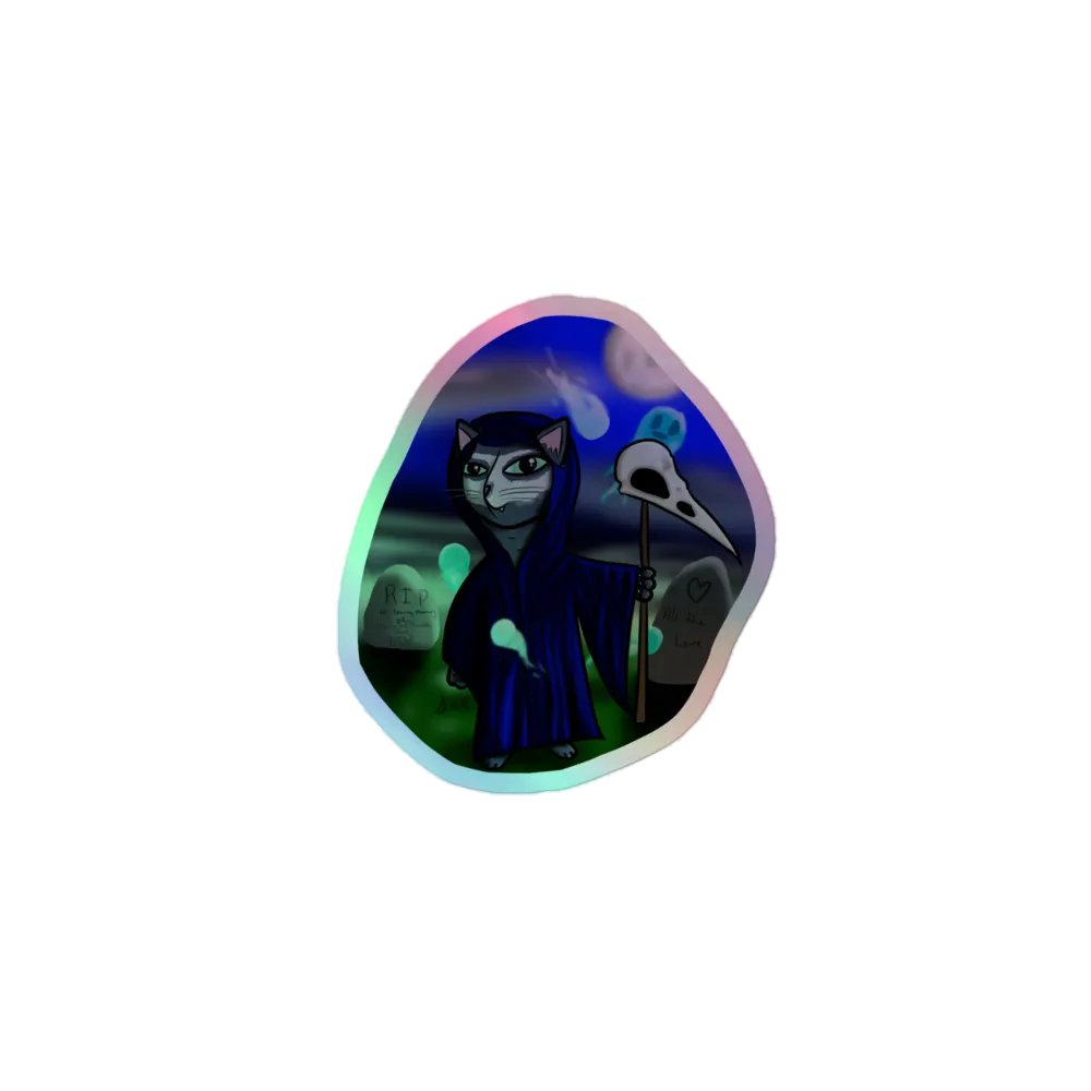Tom the Grim Cat Holographic Sticker product image (1)