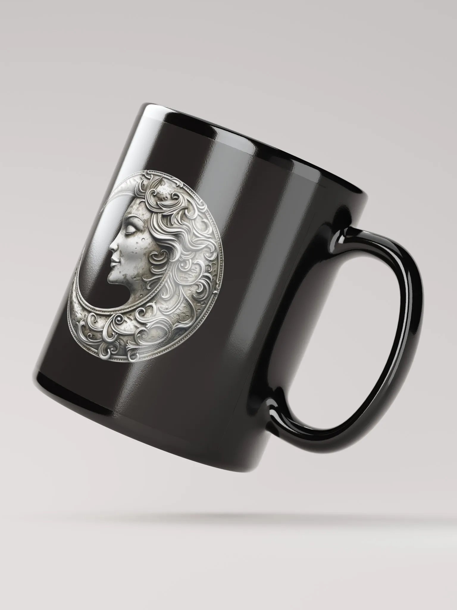 Lunar Faces Black Glossy Mug product image (3)