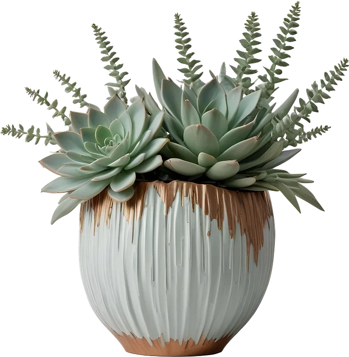 Gatsby Grace – Art Deco Succulent Vase PNG product image (1)