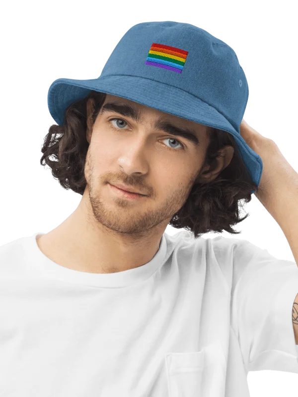 Denim embroidered rainbow bucket hat product image (2)