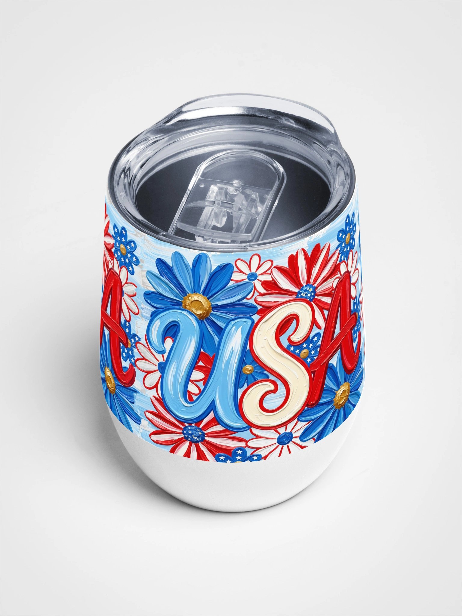 Patriotic USA Floral Wine Tumbler product image (4)