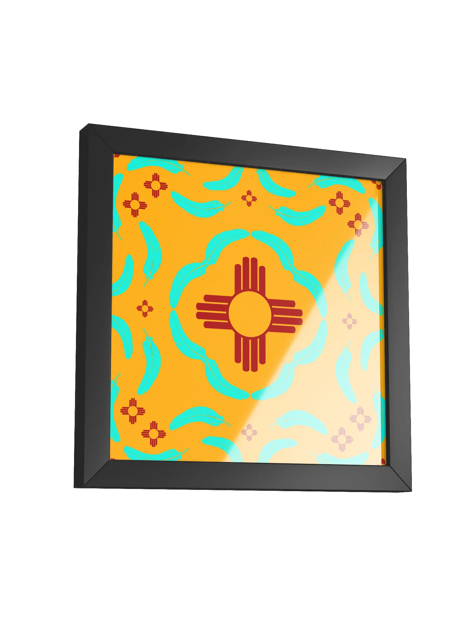 New Mexico Turquoise Feather Zia Sun Pattern Posters product image (5)