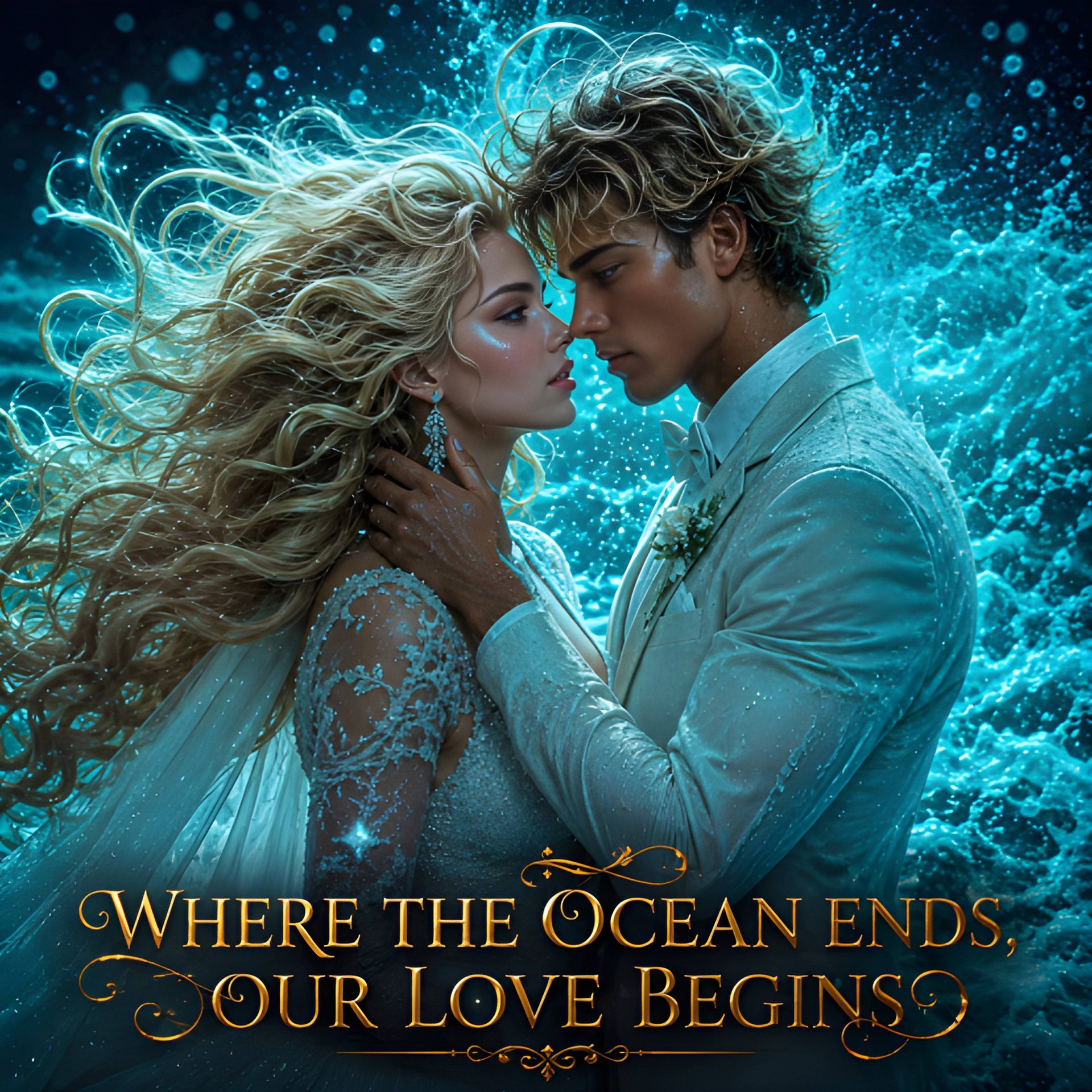 Where the Ocean Ends Our Love Begins Romantic Ocean Couple Wedding Fantasy Art Gift product image (2)