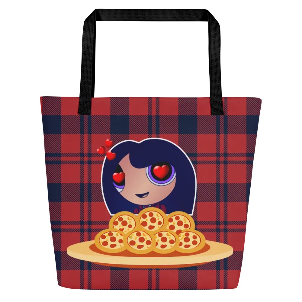 Pizza Love Tote Bag - Red Plaid product image (1)