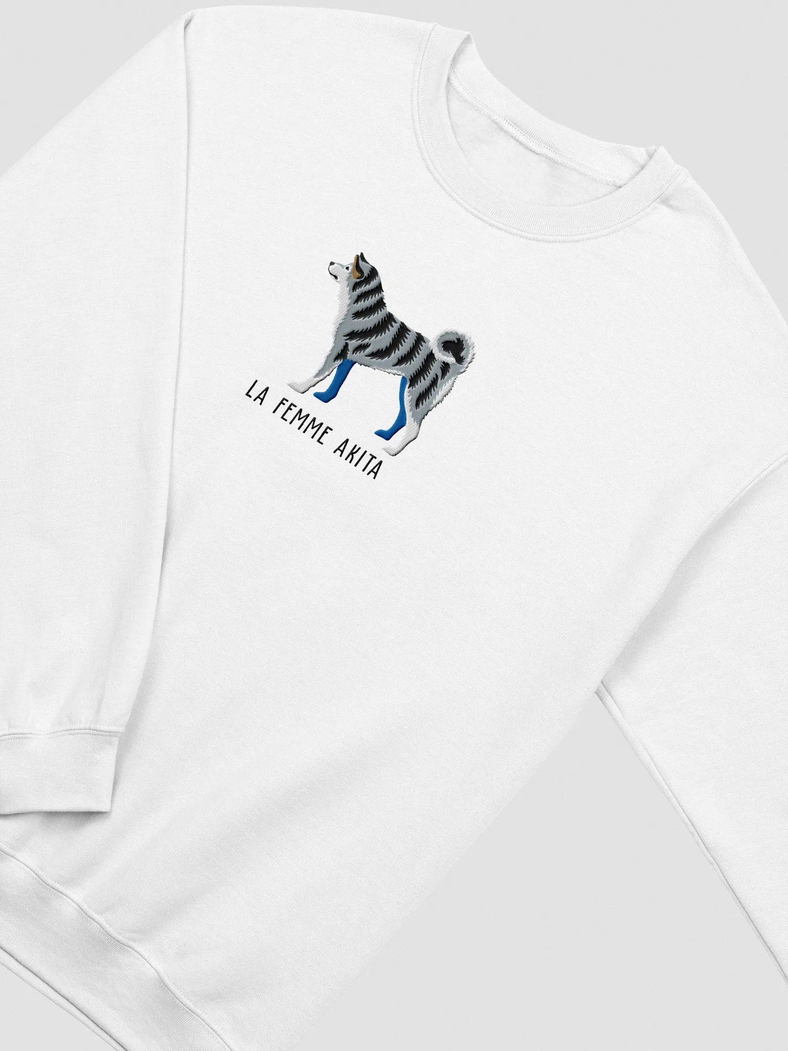 La Femme Akita Sweatshirt (Embroidered) of a Japanese Akita Inu(Blue Brindle) product image (6)