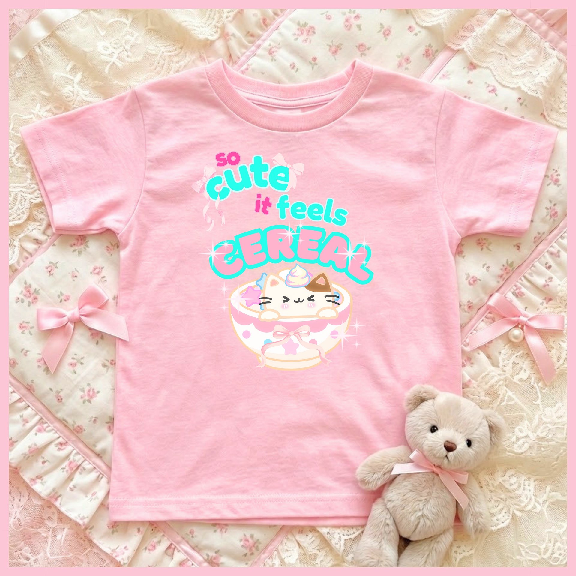 So Cute it feels Cereal🌈Super Soft🪽T-shirt🩷 product image (1)