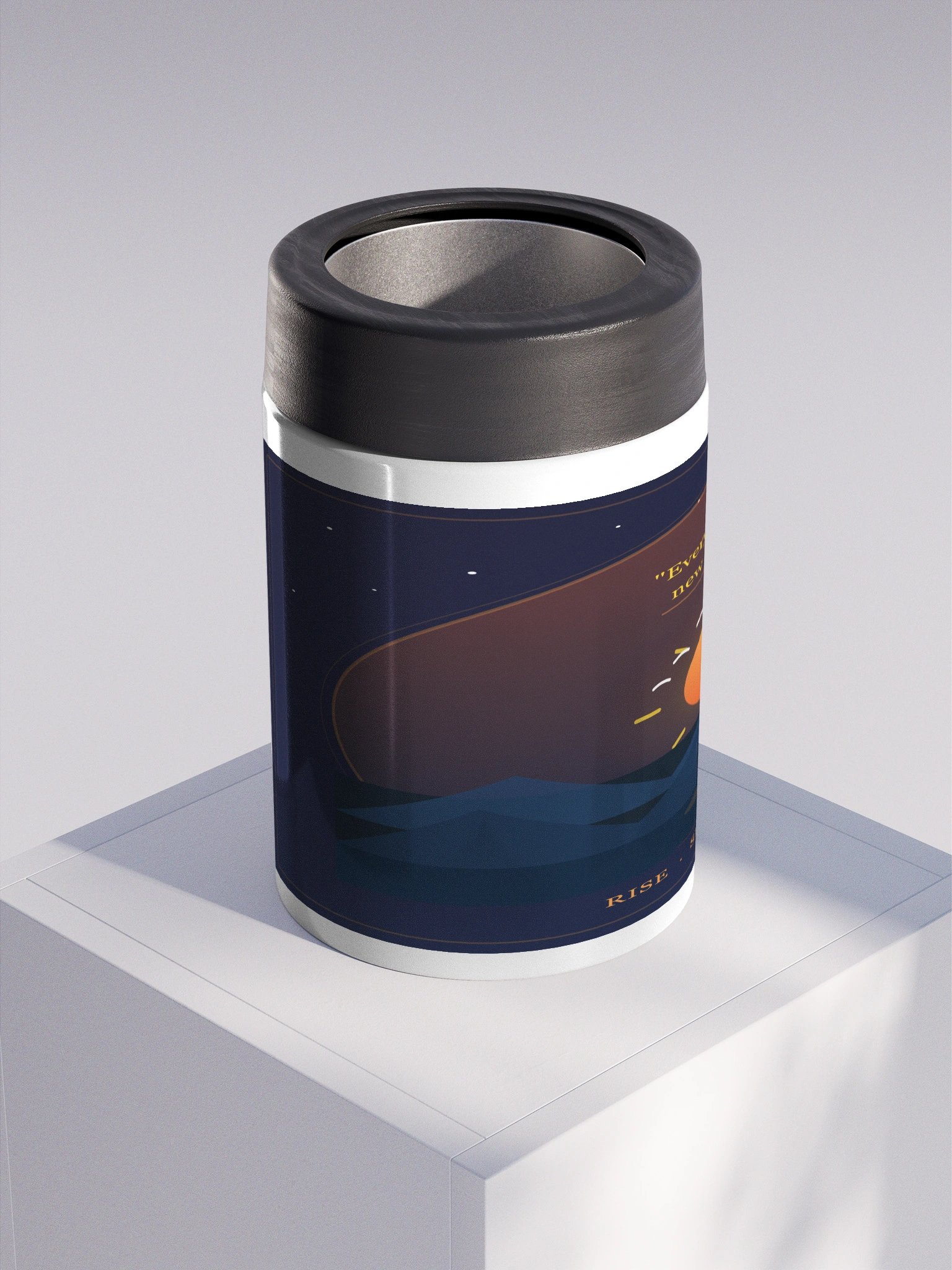Sunrise Stainless Steel Can Cooler – Rise Shine Repeat Koozie product image (3)