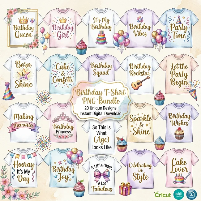 Birthday T-Shirts for Men, Women and Kids