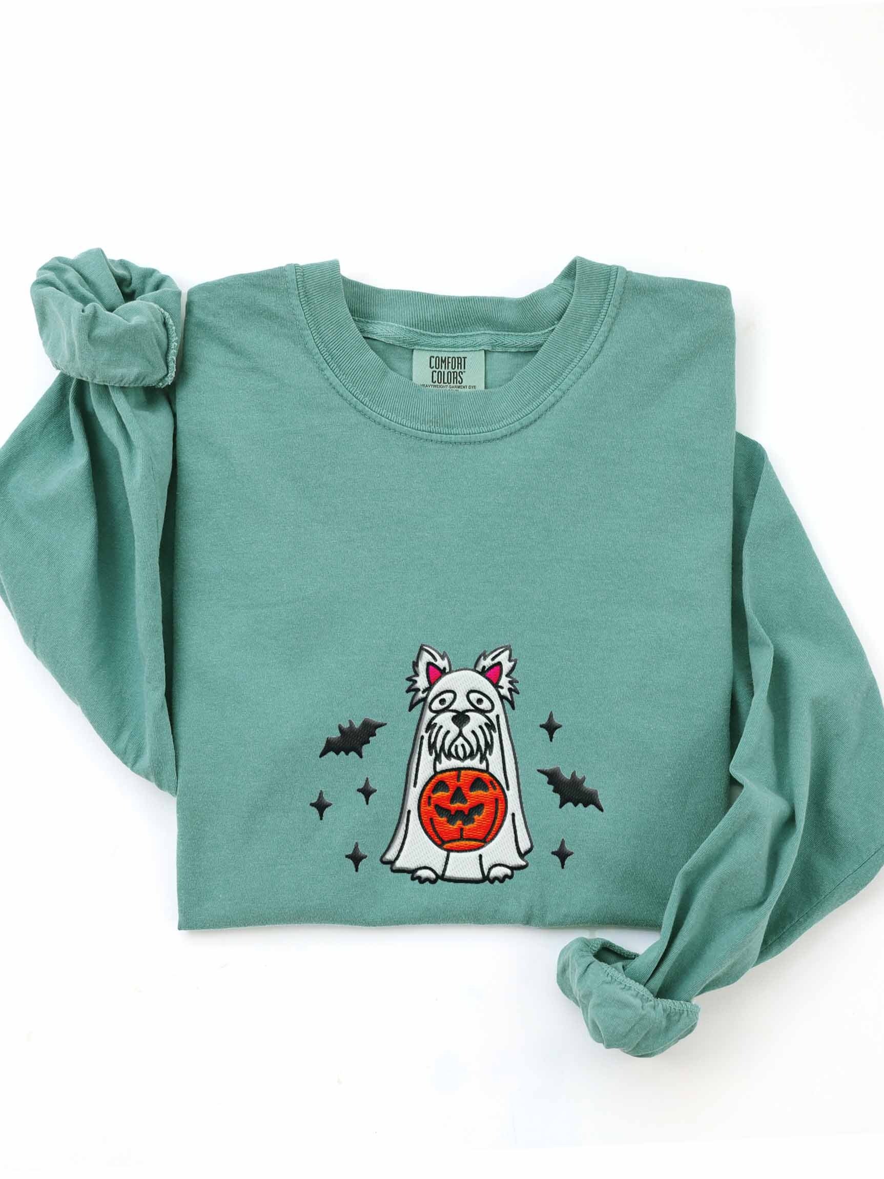 Halloween West Highland White Terrier(Westie) Embroidered Long-Sleeve T-Shirt product image (1)