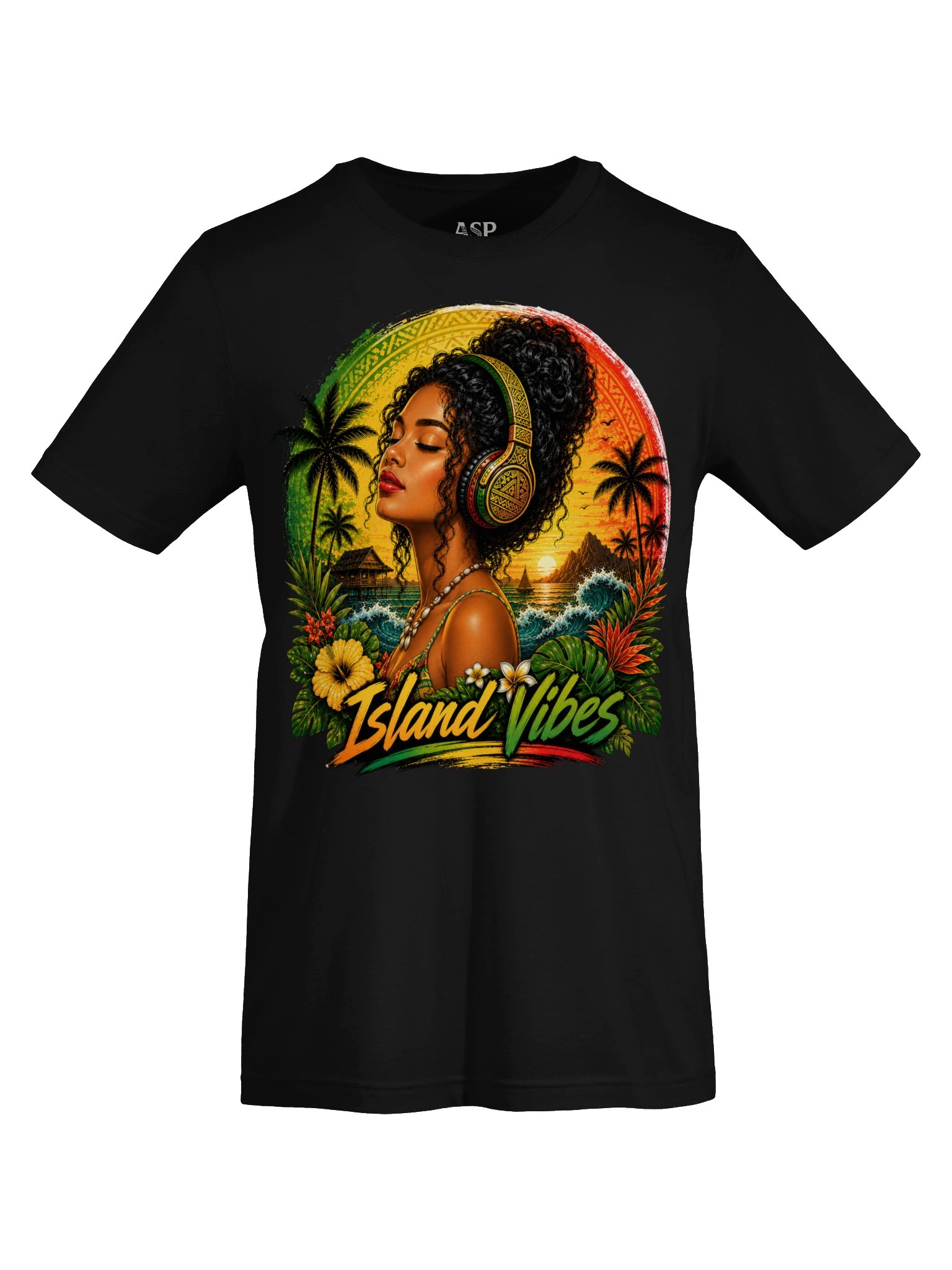 Island Vibes | Pacific Island Reggae Headphones T-Shirt product image (50)