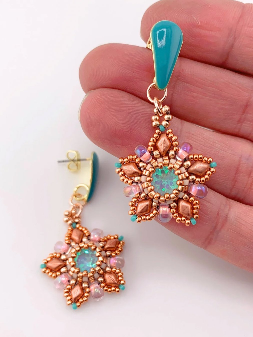 Surf Star Beaded Crystal Earrings on Enamel Posts product image (1)