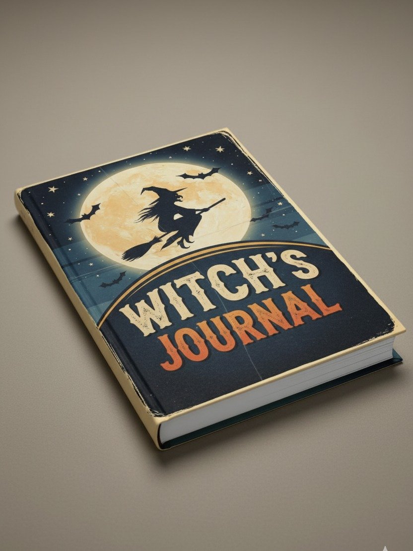 Witch's Journal Digital Cover | Printable Halloween Notebook Cover Design | Spooky Season Planner Insert | Witchy Decor product image (4)