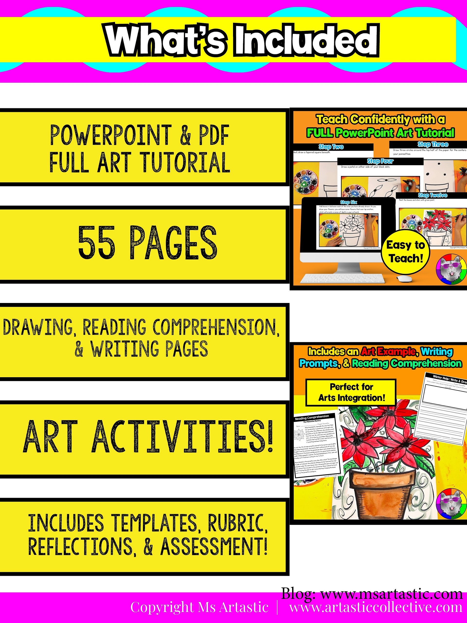 Christmas Art Project Poinsettia Art Lesson Christmas Art Activity December Art product image (6)