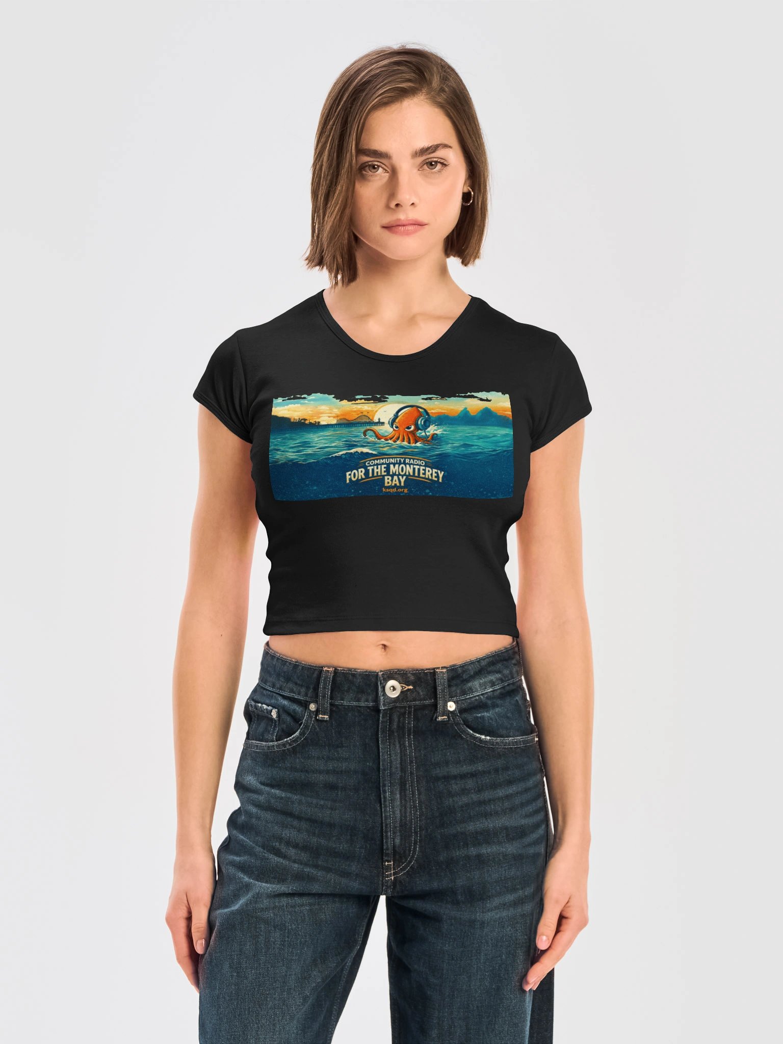 KSQD Logo Women’s Ribbed Baby Tee Crop Top product image (1)