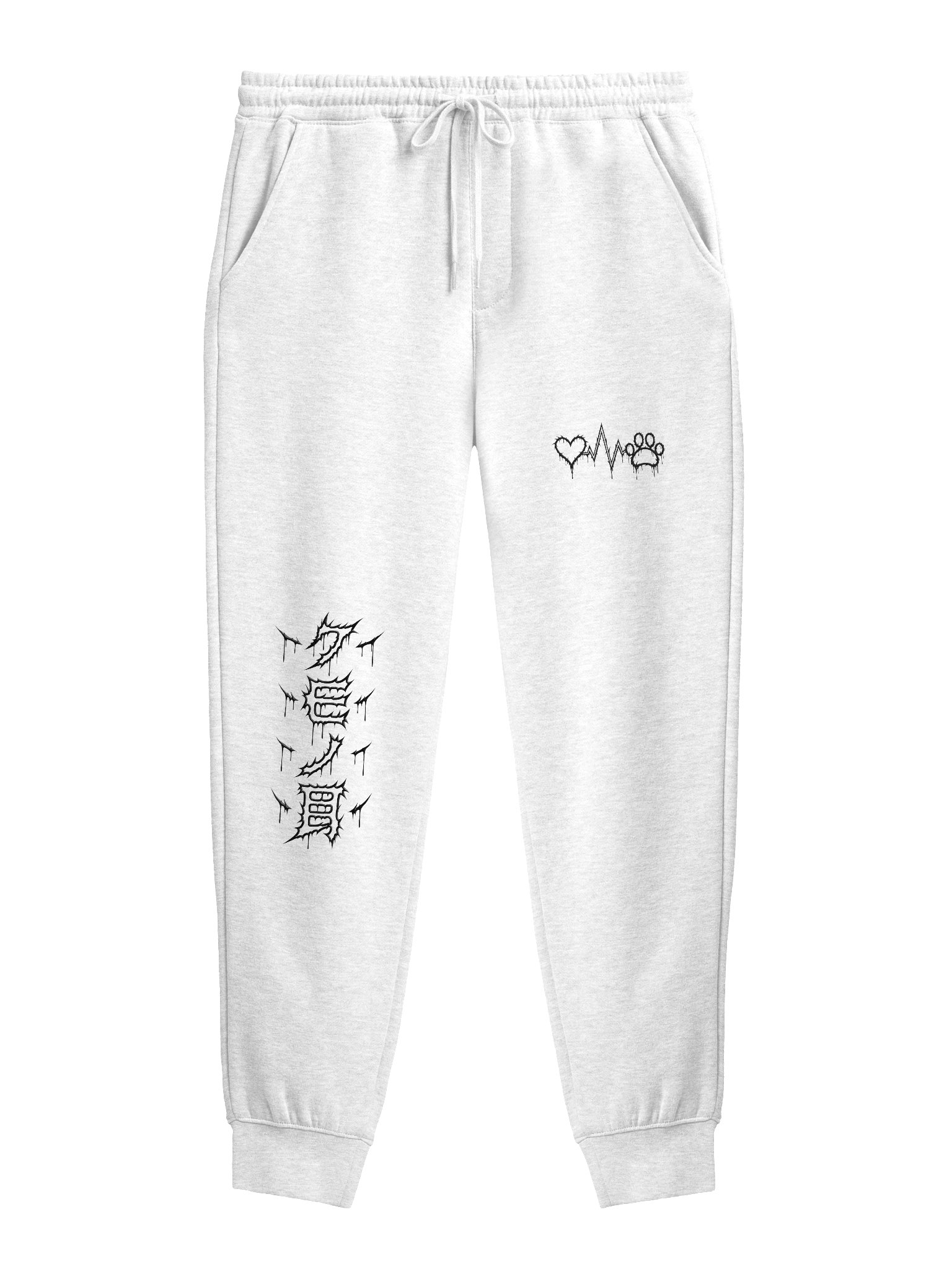 MooMoo Heart-Paw Sweatpants (Black Metal Outline) product image (1)