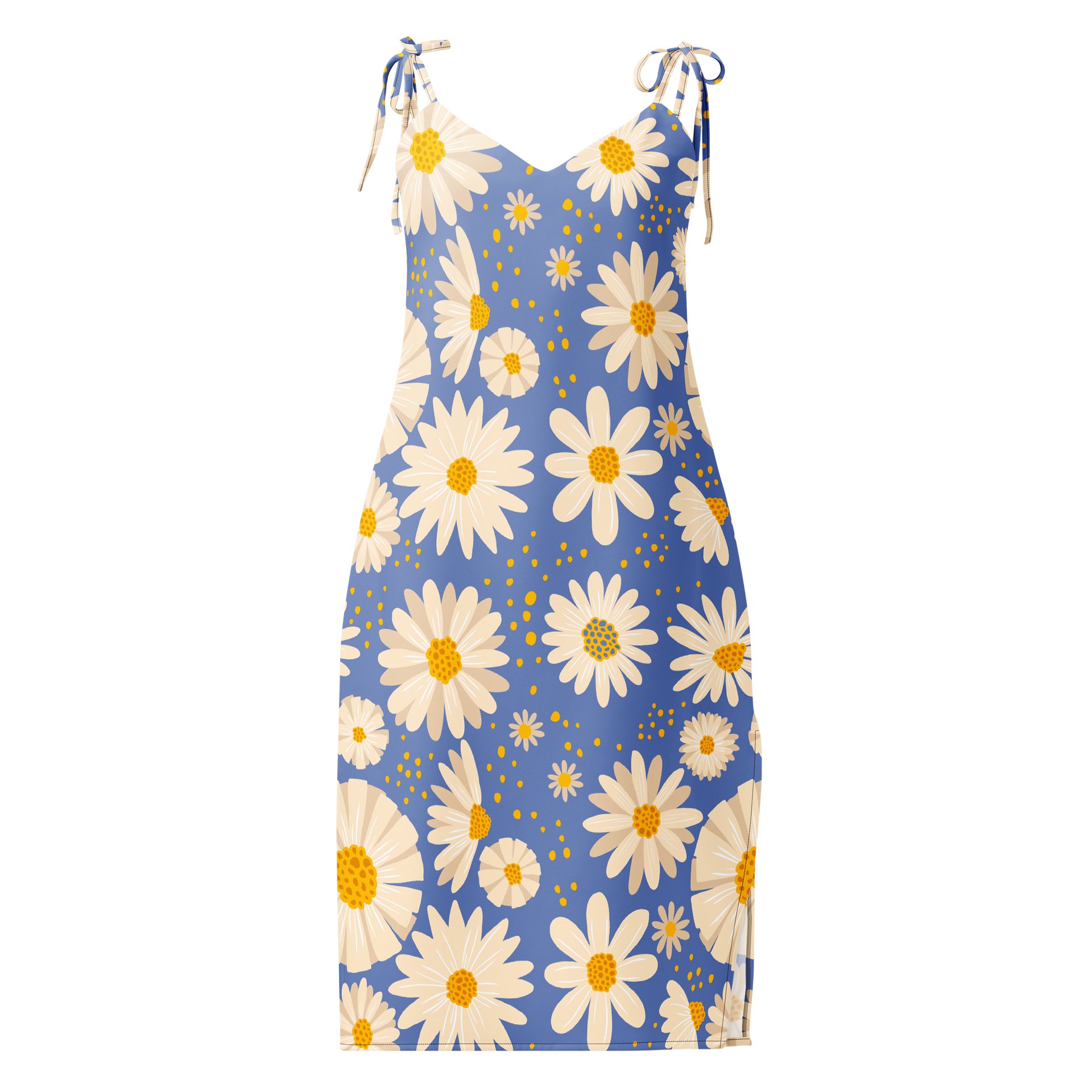 Women’s Floral Sleep Dress – Blue Daisy Print Sleeveless Nightgown Soft Comfortable Nightwear product image (1)