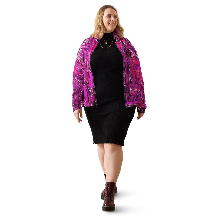Unisex Bomber Jacket - Pink and Purple Digital Fluid Art product image (1)