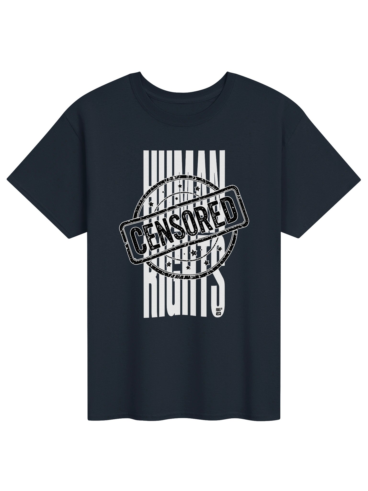 EQALL® Essentials Censored Human Rights Heavyweight 100% Cotton T-Shirt_Black / White product image (6)