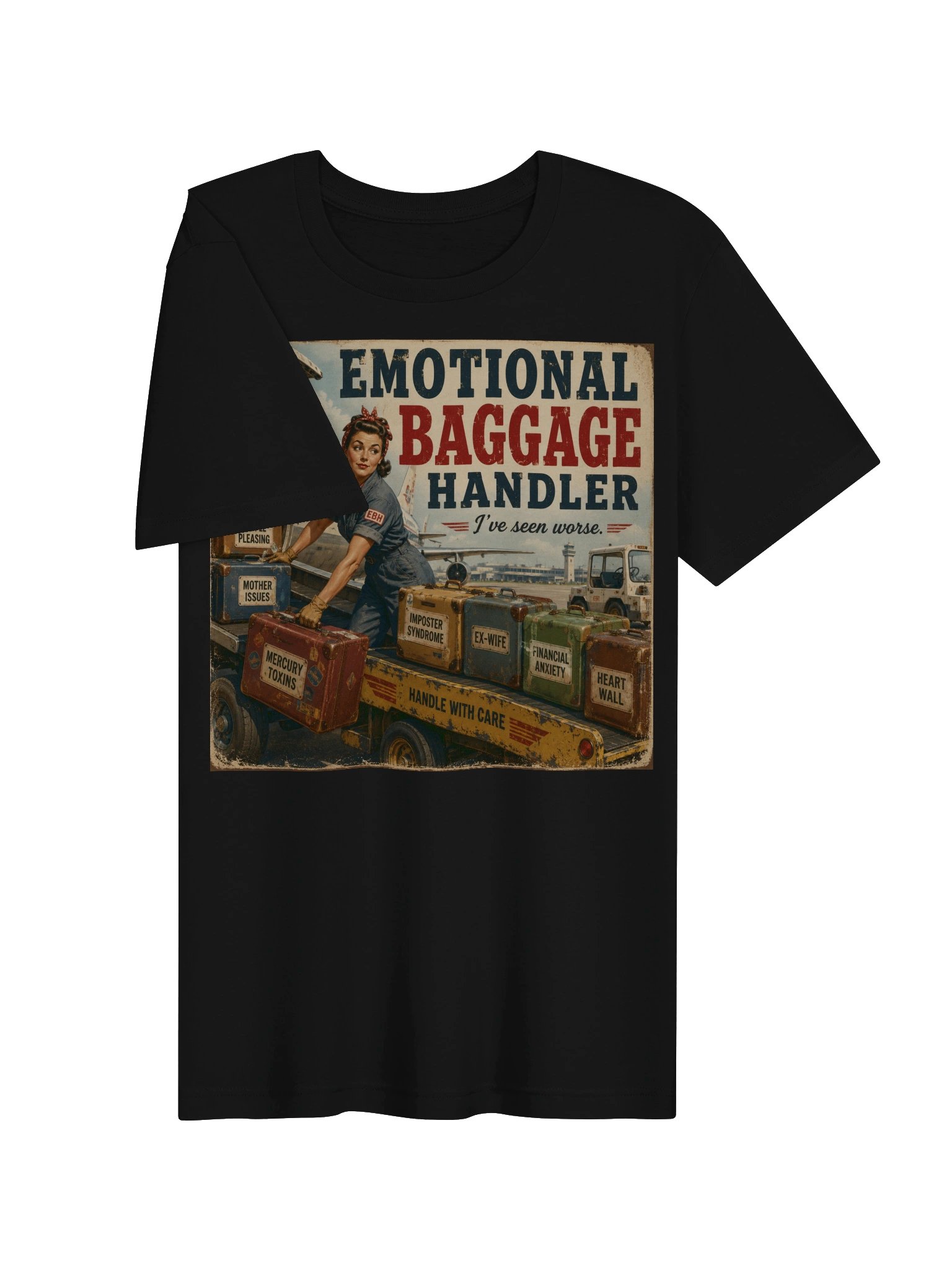 Emotional Baggage Handler – I've Seen Worse Vintage Retro T-Shirt product image (3)