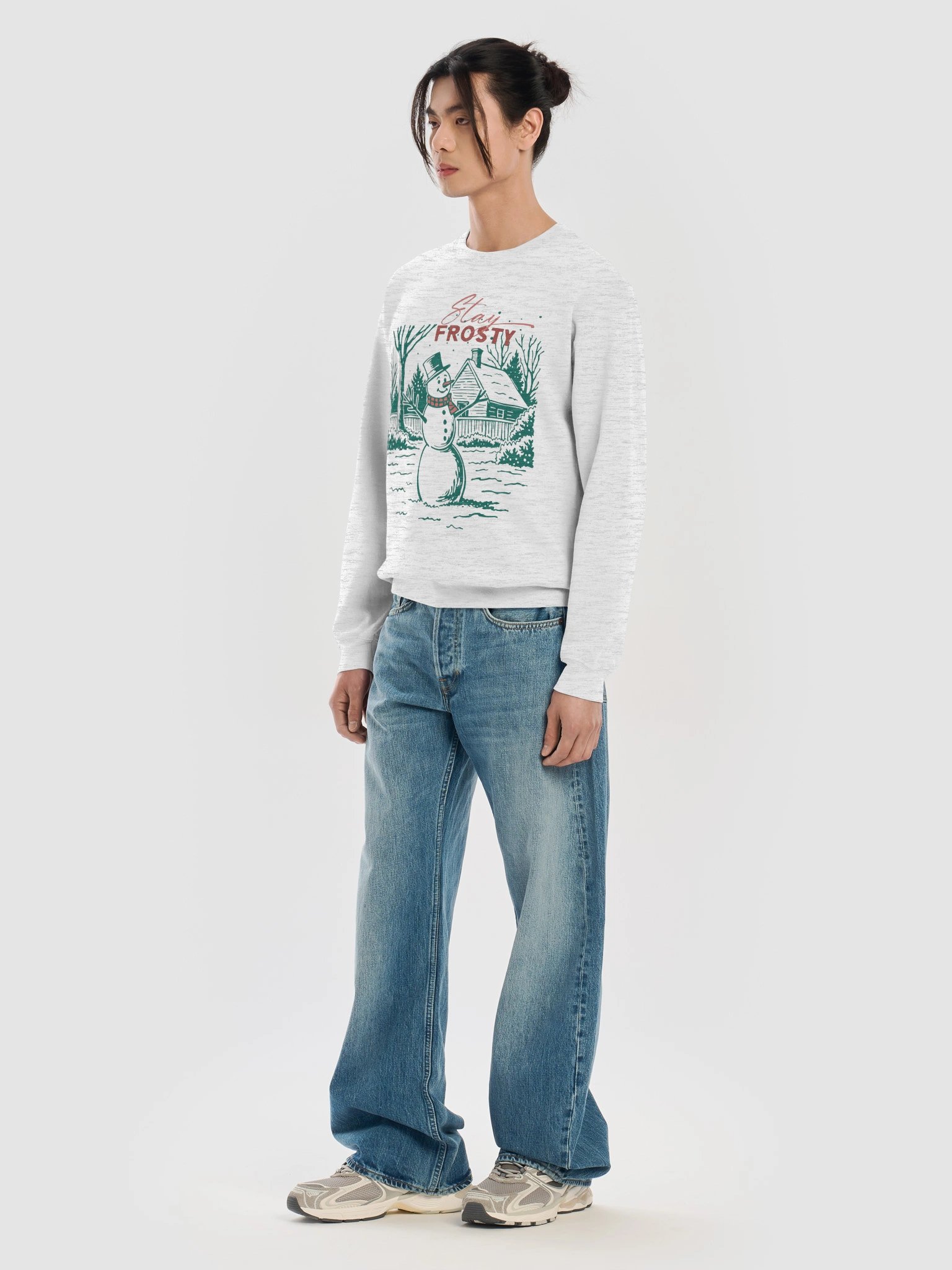 Stay Frosty retro Christmas sweatshirt with a vintage snowman scene product image (23)