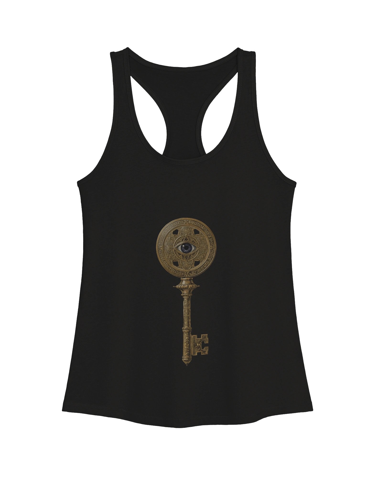 The Gatekeeper’s Key – Black Core Edition (Front Print Only) | Women’s Racerback Tank product image (1)