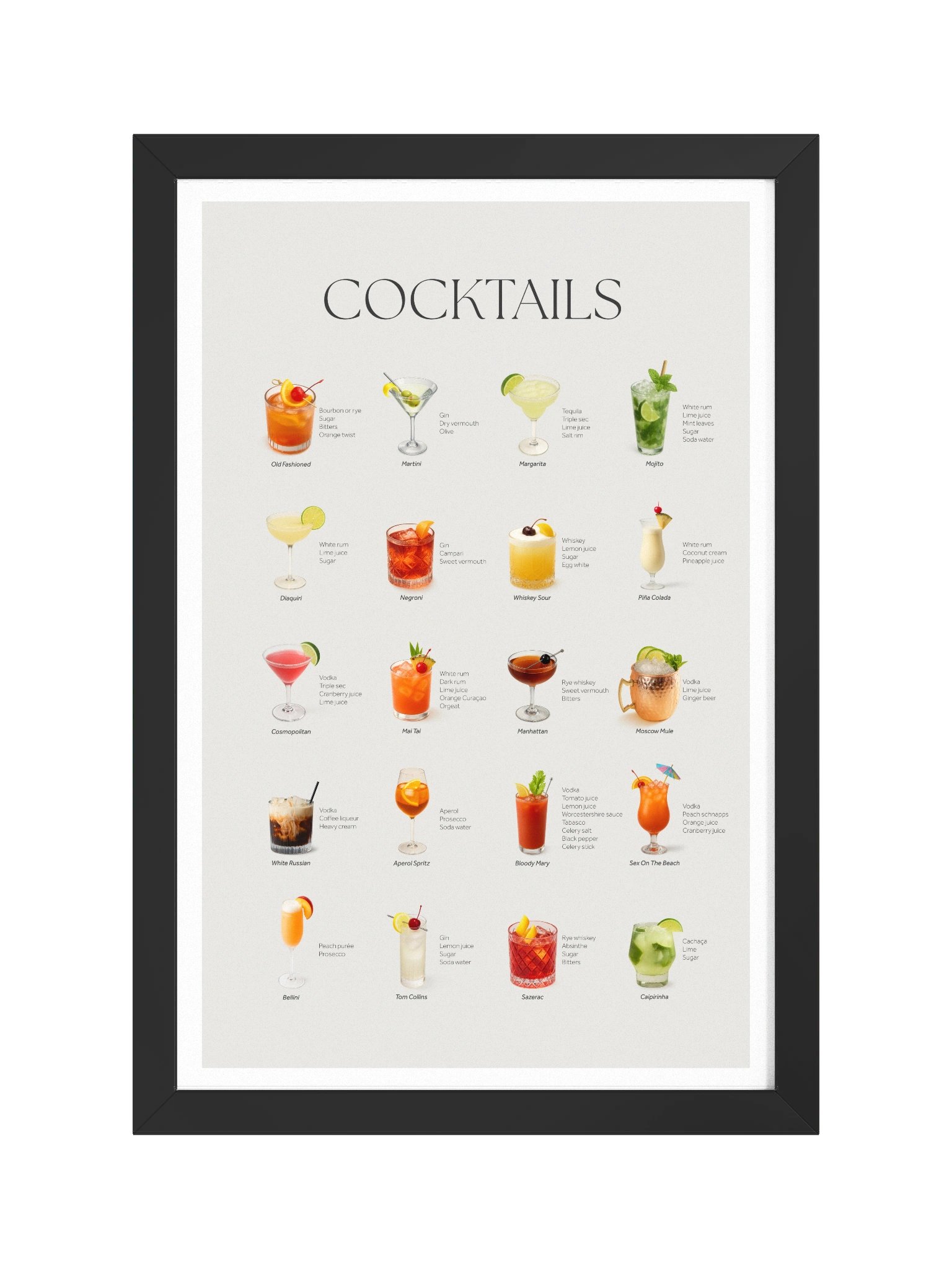 Classic Cocktails Framed Art Print product image (2)