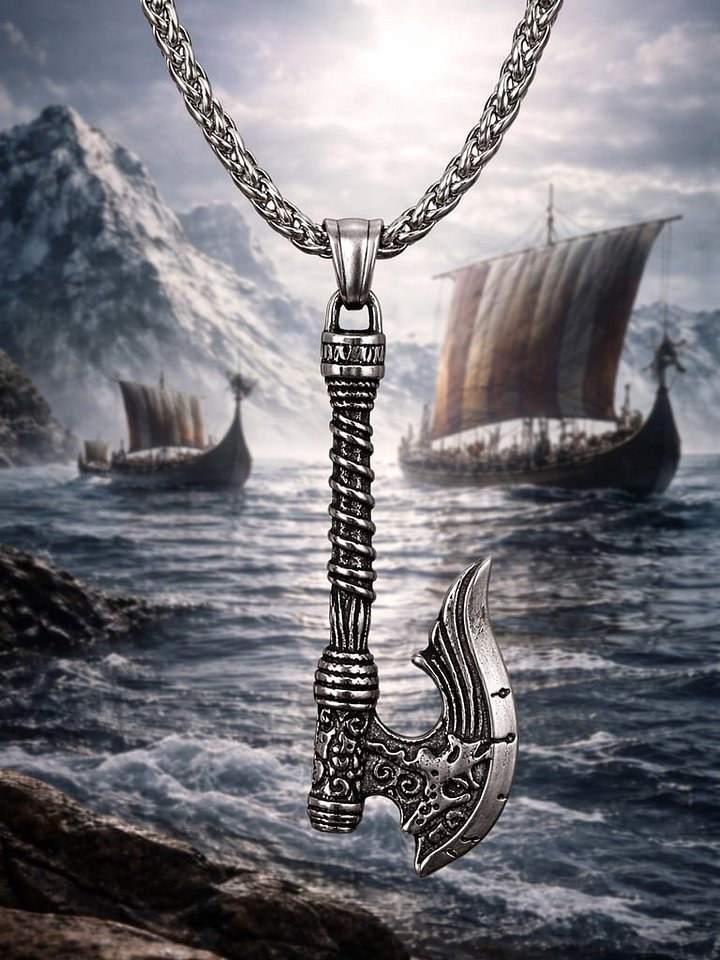 The Armored Kingdom Norse Viking Battle Axe Necklace product image (1)
