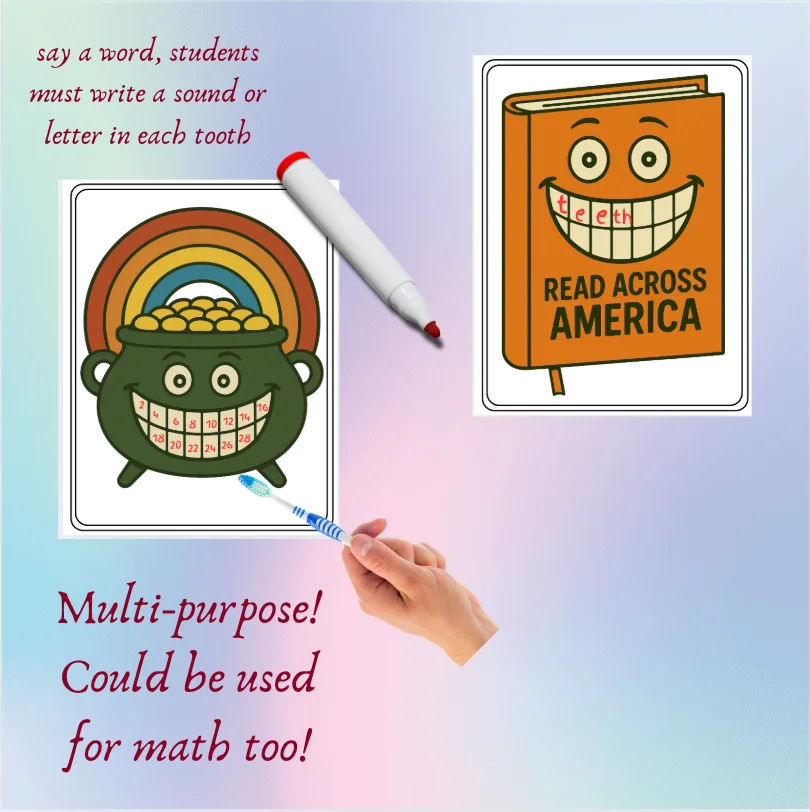 March Phonics & Math Centers – Teeth Elkonin Boxes for Sound Map product image (2)