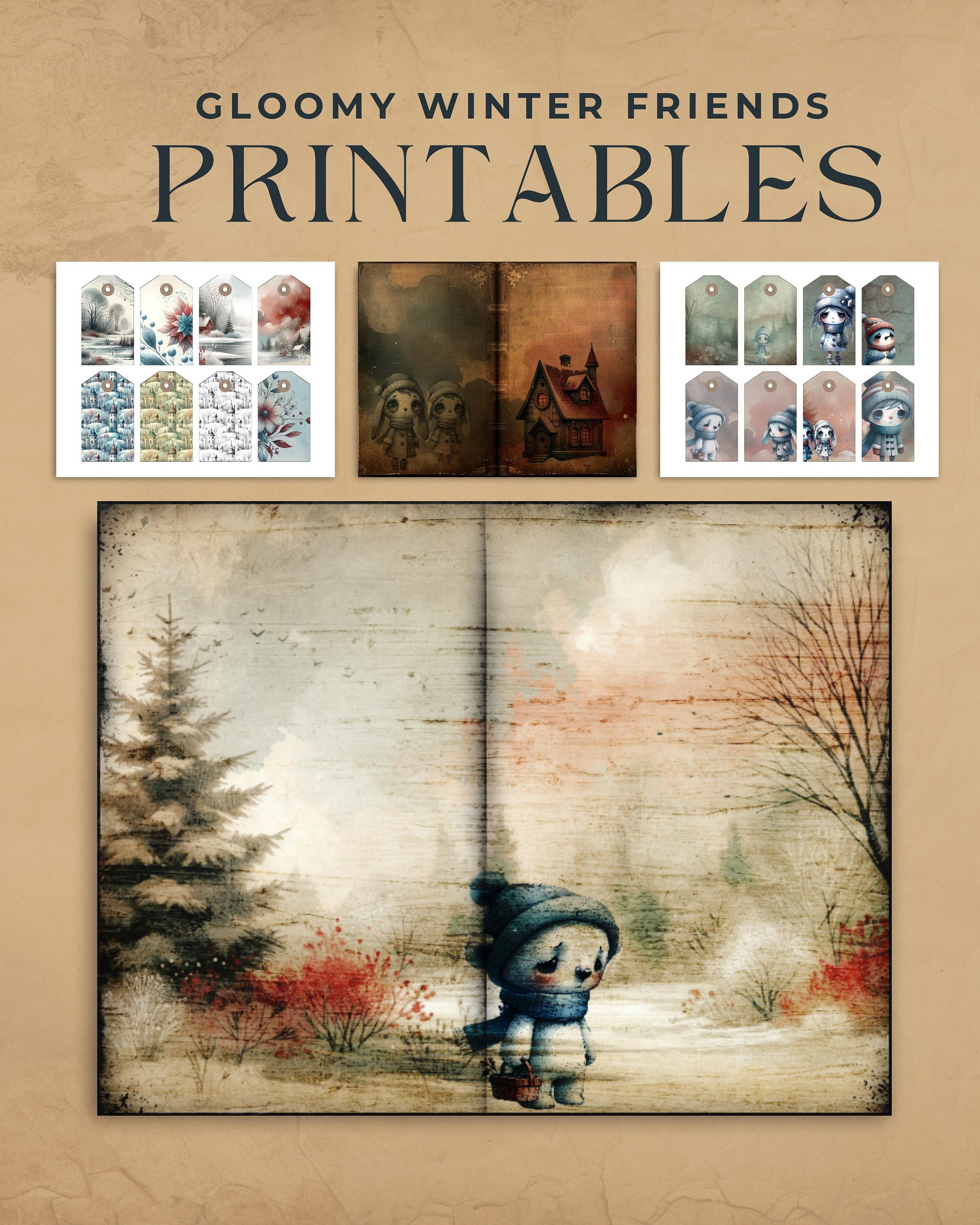 Gloomy Winter Friends Junk Journal Kit product image (2)
