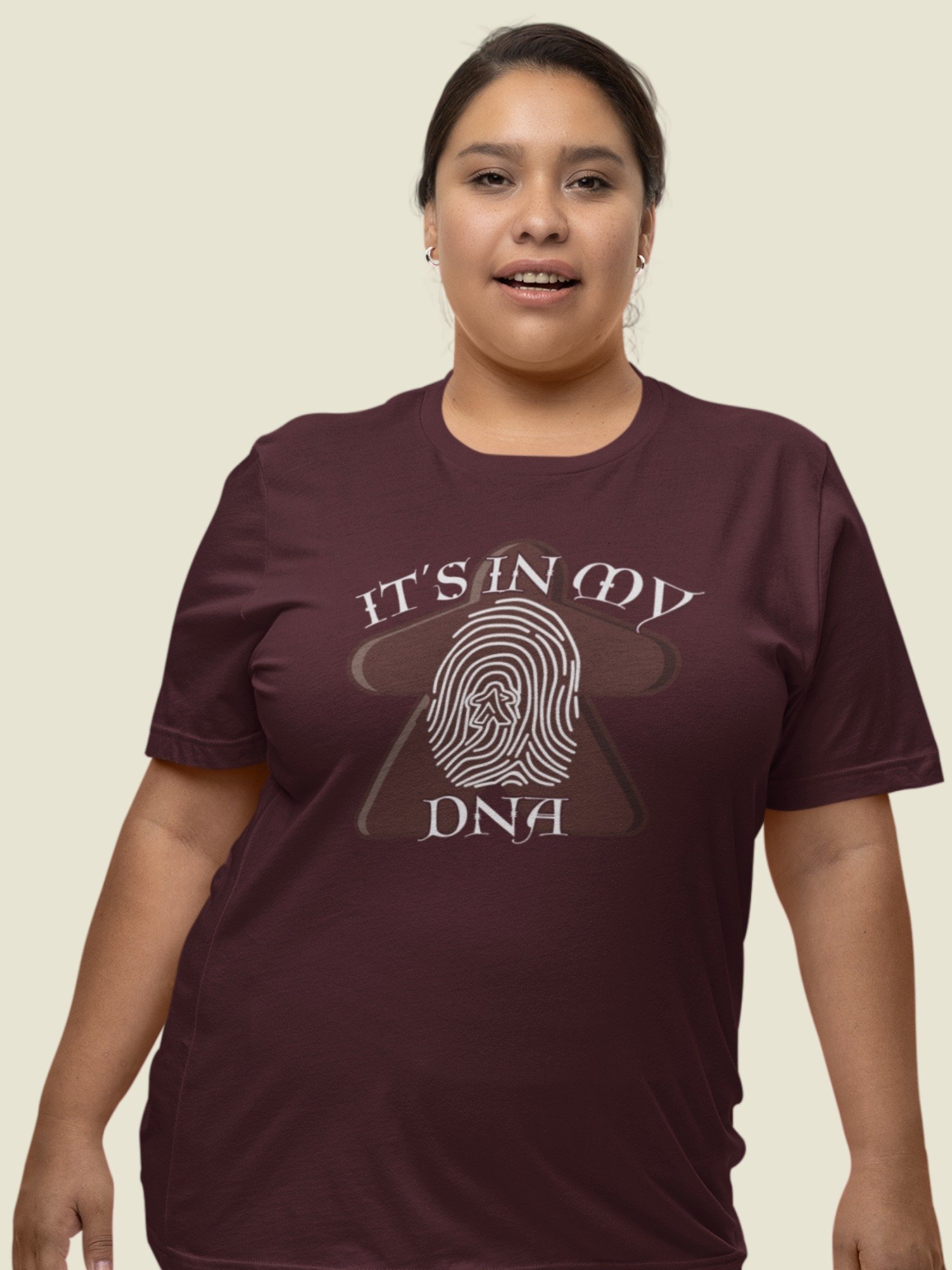 Meeple DNA Shirt for Board Gamers, Fingerprint Meeple Board Game T-shirt, It's in my DNA Maroon product image (1)