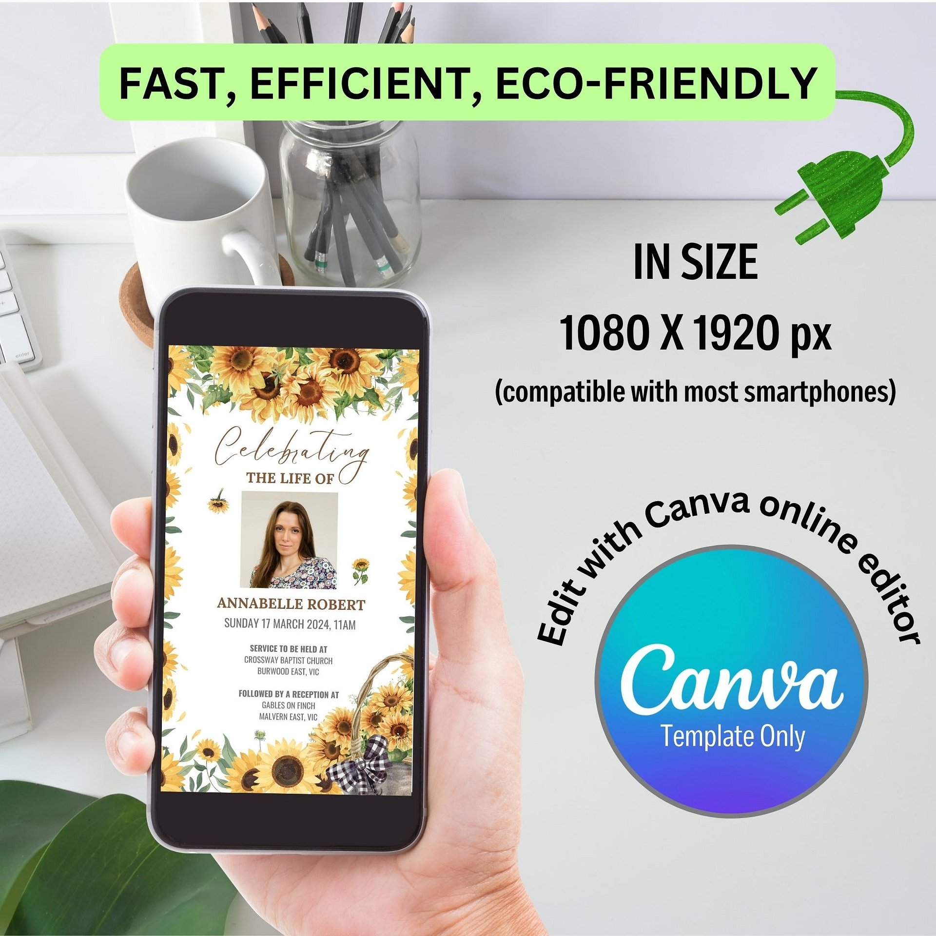 Sunflowers Evite Canva Template product image (3)