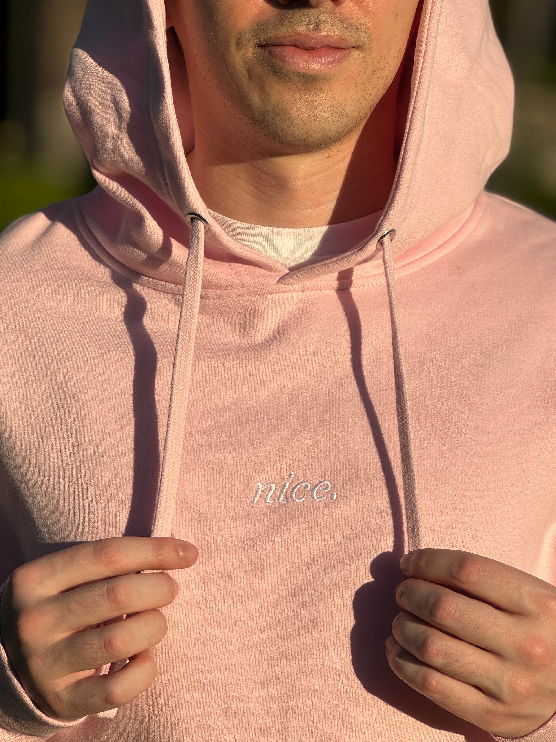 Nice. Embroidered Hoodie (Pink/White) product image (10)