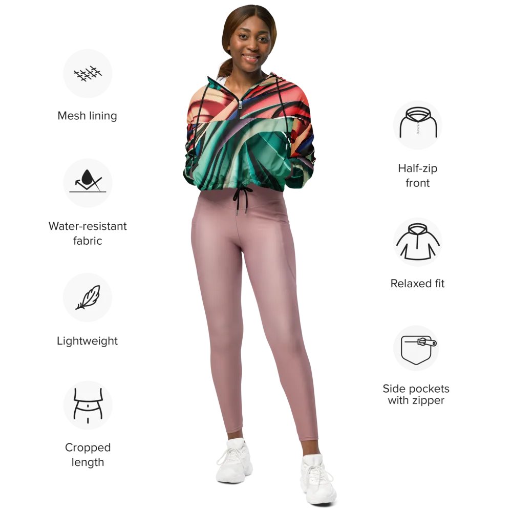 TDS Music Women's Cropped Windbreaker - Vibrant Abstract Design, Lightweight & Water-Resistant | XS–2XL product image (10)