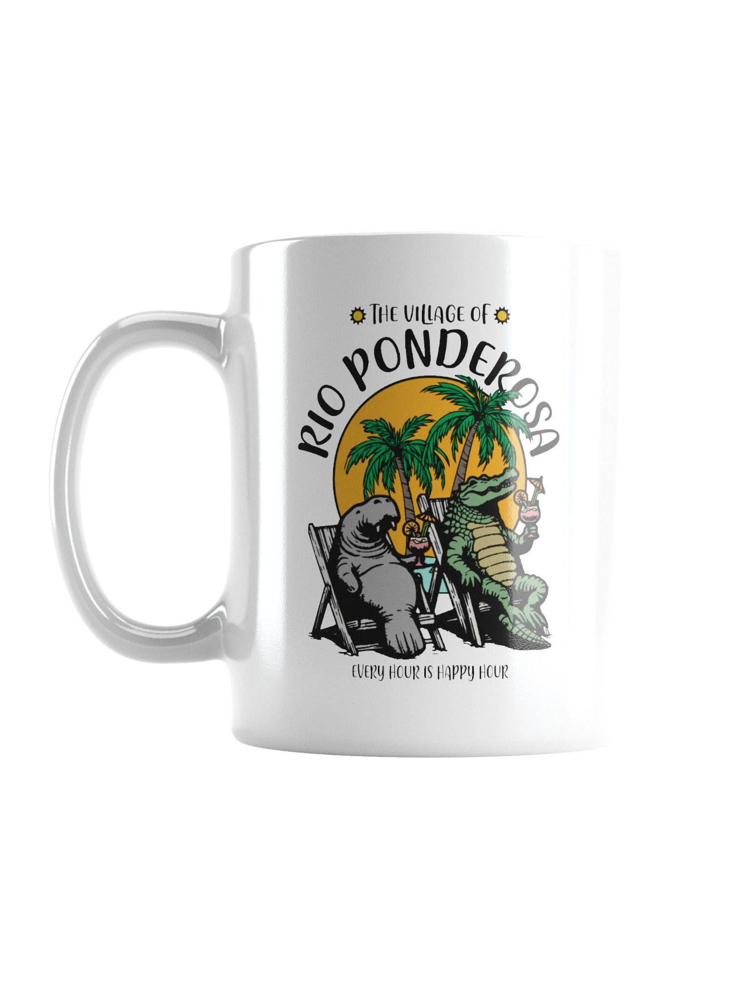 The Village of Rio Ponderosa TV Florida USA Fun Manatee Alligator Design Coffee Mug product image (2)