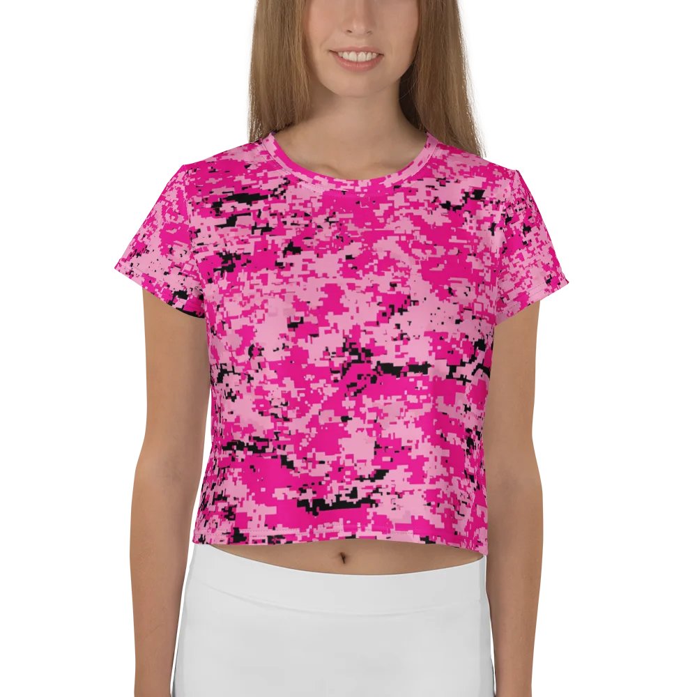 Pixel Pink Camo All-Over Crop Top product image (1)