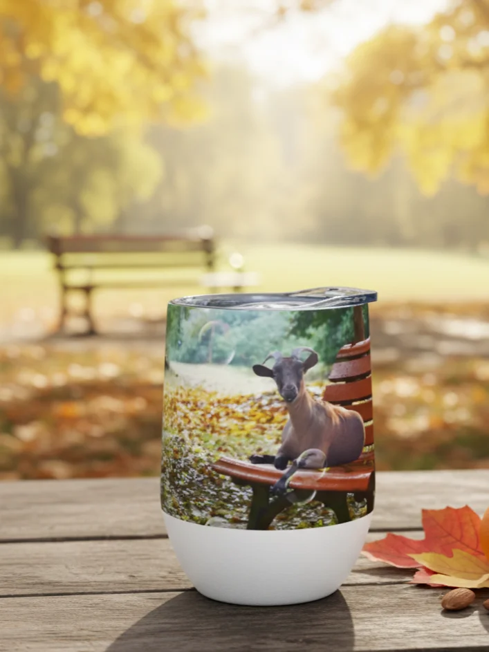 Rey The Goat On A Bench Wine Tumbler product image (1)