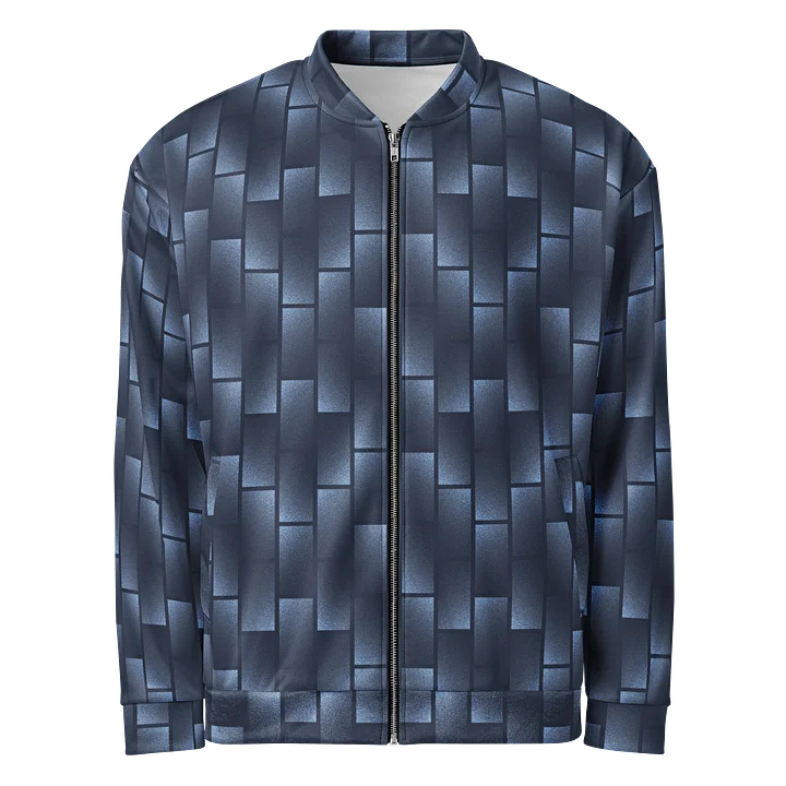 Comfortable Bomber Jacket with Bold Blue Geometry Print product image (1)