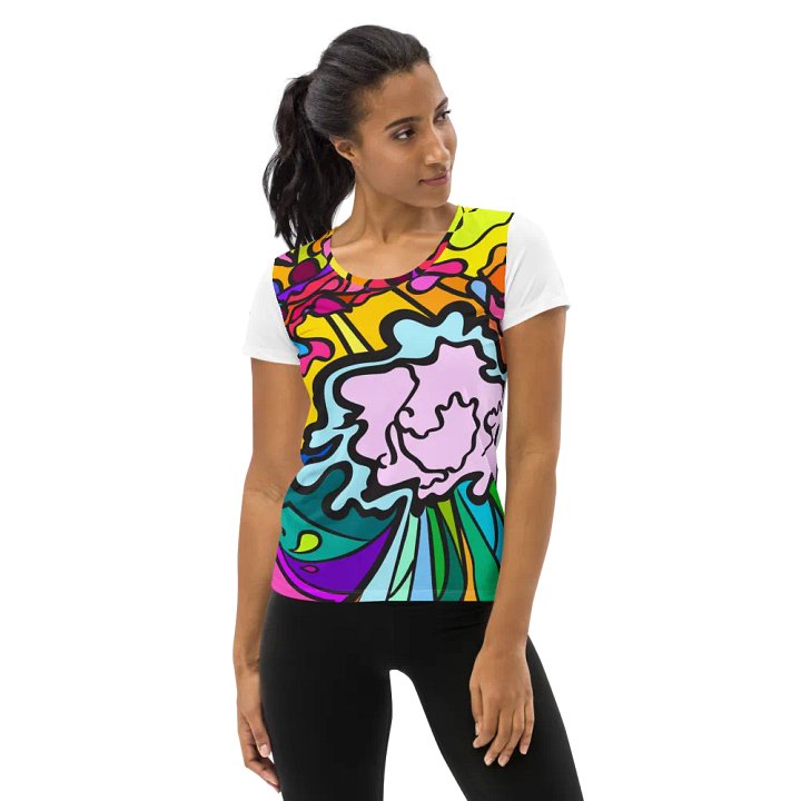 Vibrant Swirls Women's Athletic Tee - Wave at Sunset product image (1)