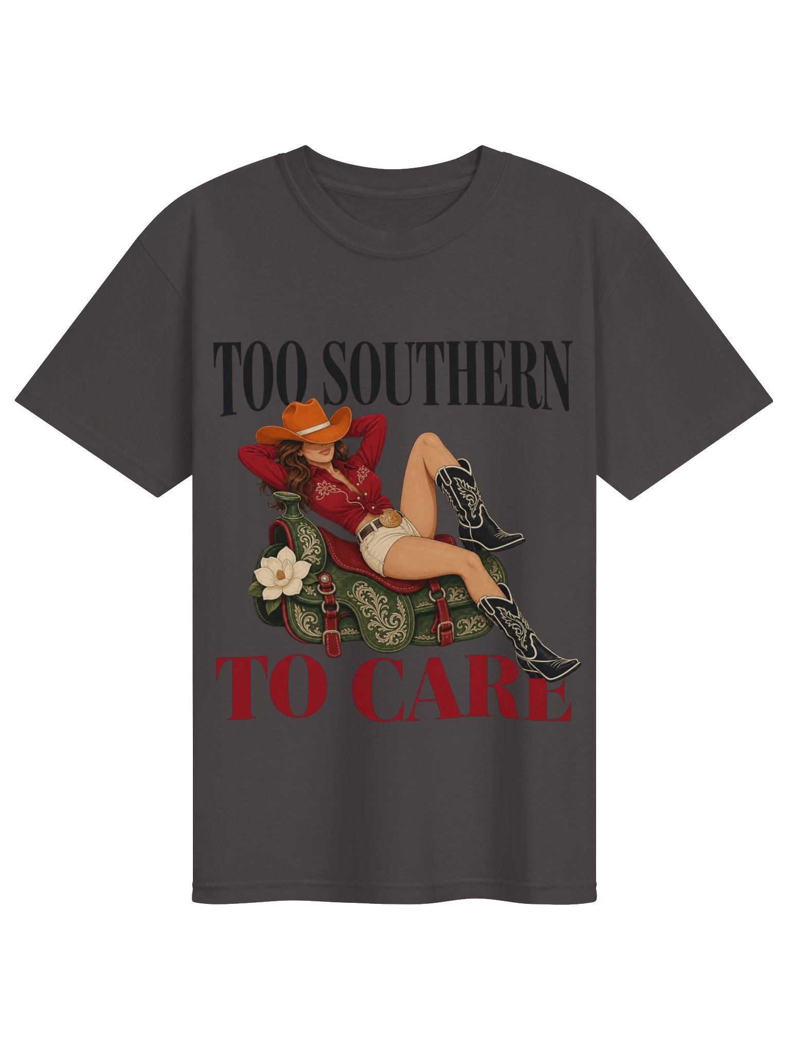 Vintage Cowgirl T-Shirt - Too Southern To Care Western Pin Up Shirt - Retro Country Music Graphic Tee - Western Aesthetics Unisex T-Shirt product image (1)