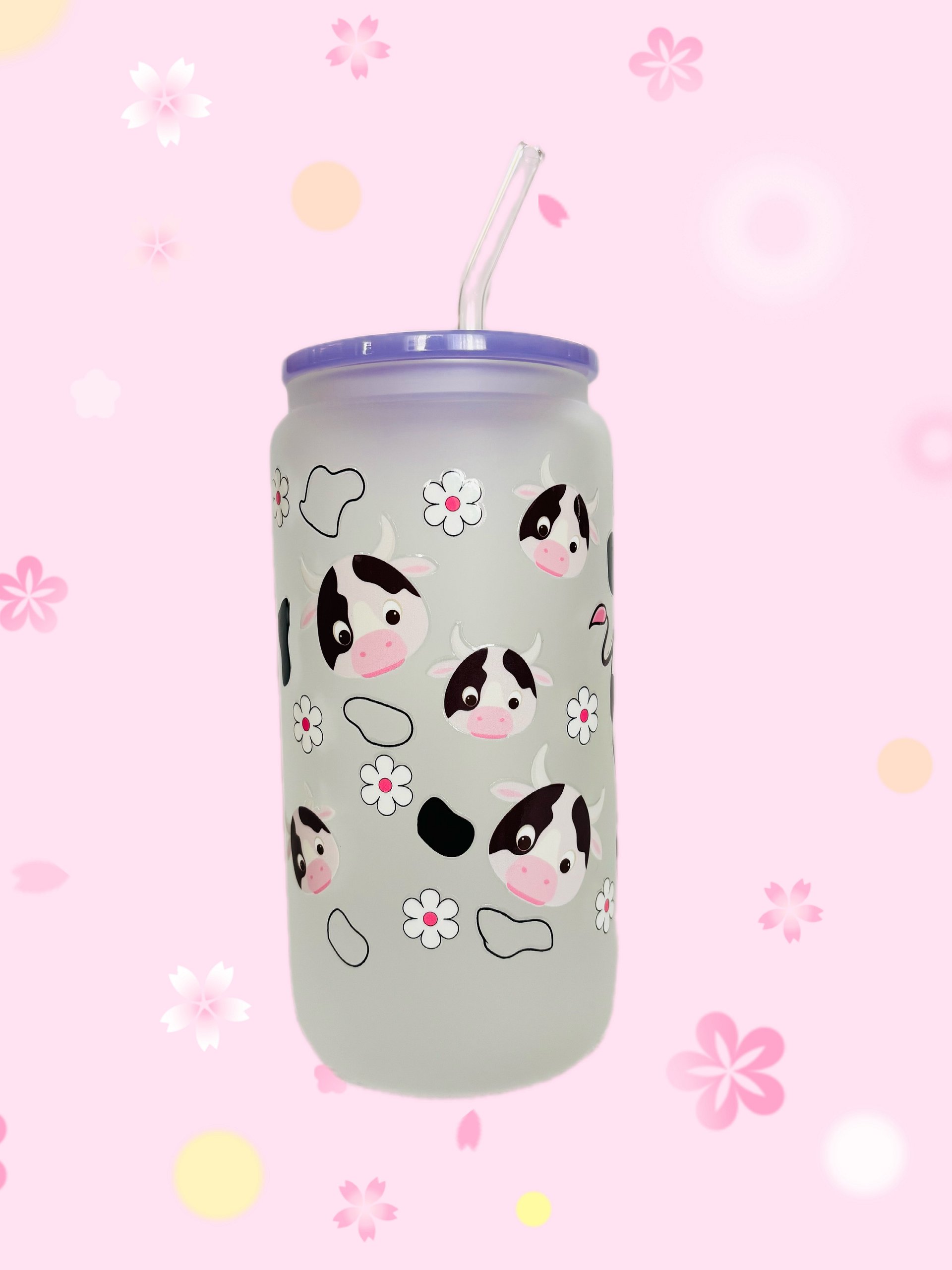 🌸 Daisy Moo Dream | 16 oz Frosted Glass Tumbler | Awkward Accessories
