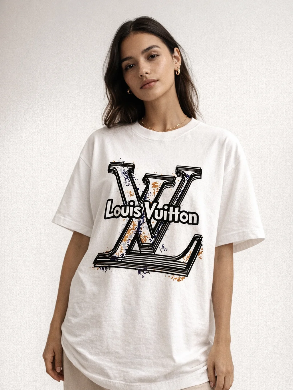 Louis Vuitton LV Logo Inspired T-Shirt | Paint Splatter Graphic Design | Luxury Streetwear Designer Tee product image (1)
