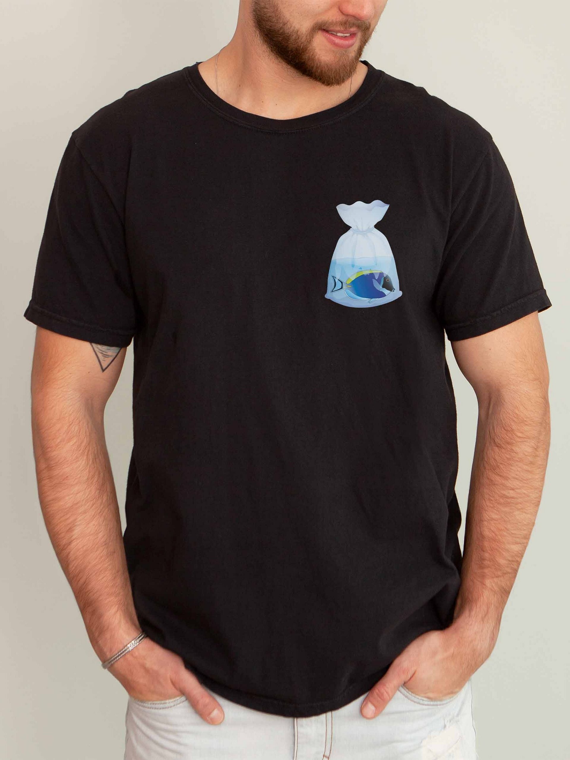Powder Blue Tang Fish Bag Shirt – Reef Tank Saltwater Aquarium Enthusiast Graphic Tee product image (2)