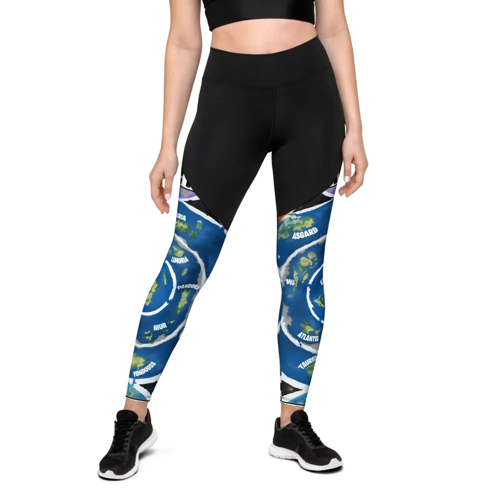 All-Over Print Sports Leggings Beyond The Ice Wall Map product image (1)