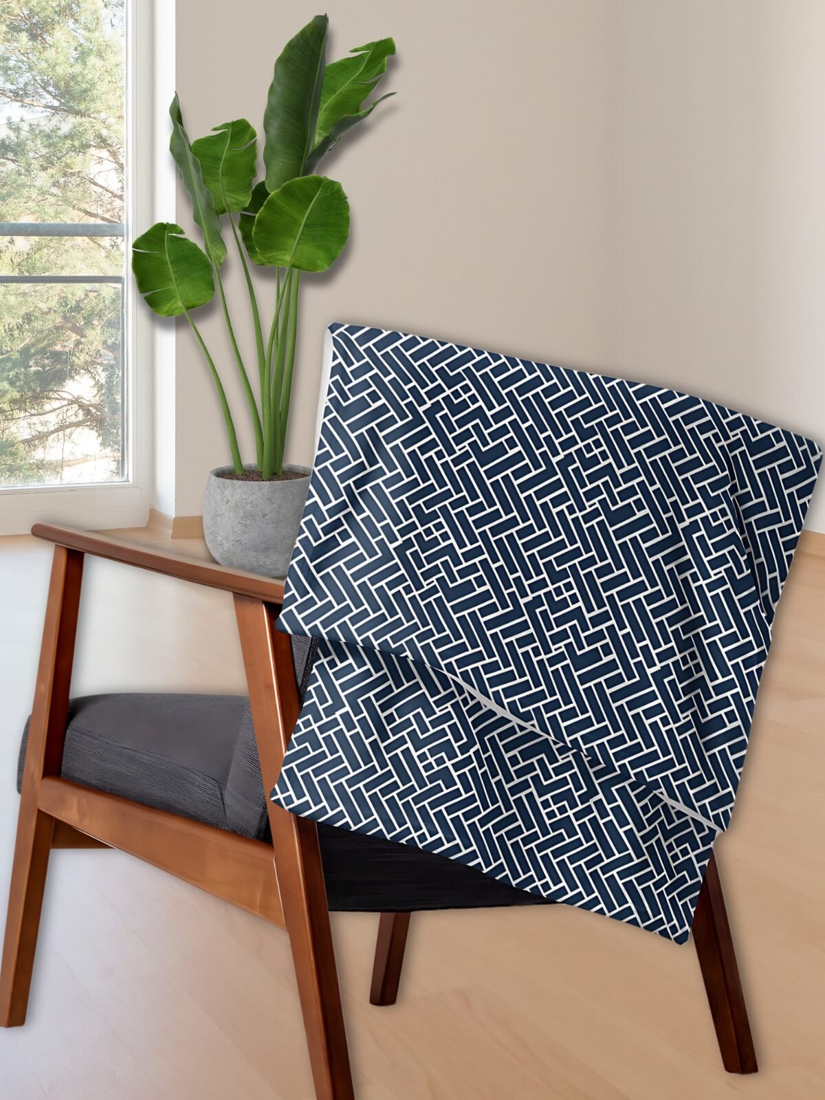 Desert Sand Blue Herringbone Throw Blanket product image (2)