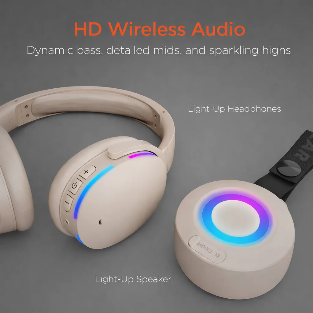 HyperGear Bluetooth LED Headphones & Portable Speaker Bundle product image (6)