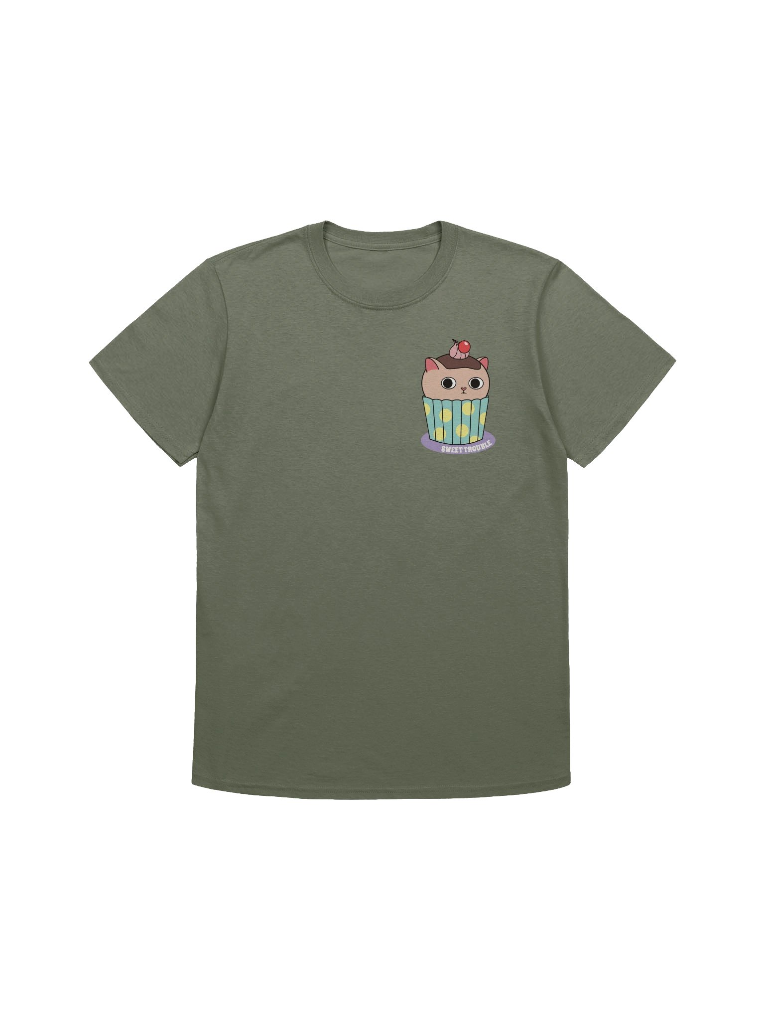 Sweet Trouble (Cupcake Cat - Left Chest and Back Prints) - Unisex Adult Super Soft Lightweight T-shirt product image (4)