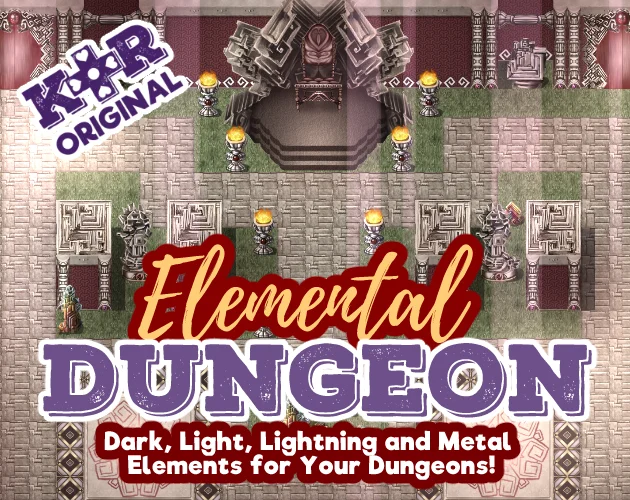 KR Elemental Dungeon Tileset for RPGs – Dark, Light, Lightning and Metal product image (1)