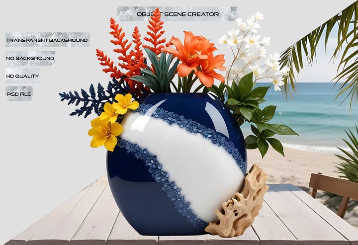 Golden Tides – Tropical Luxe Geode Vase PNG product image (2)